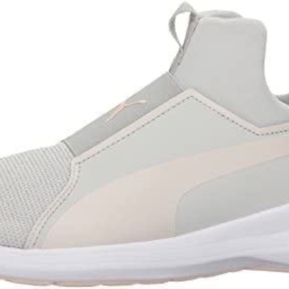 BRAND NEW girl puma rebel mid gleam gray pearl shoes size 5.5Y & 7Y - Picture 2 of 5
